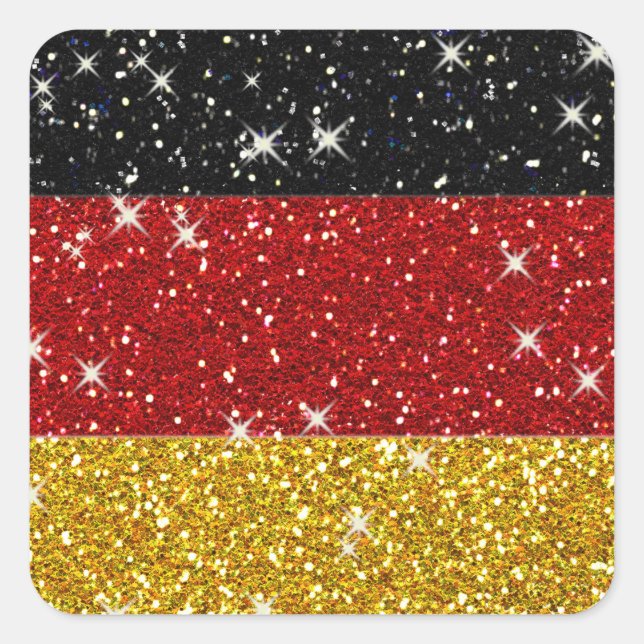 Adesivo Quadrado Glitters Germany Flag com Sparkles (Frente)