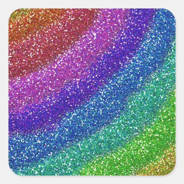 Adesivo Quadrado Glitters Rainbow (Frente)