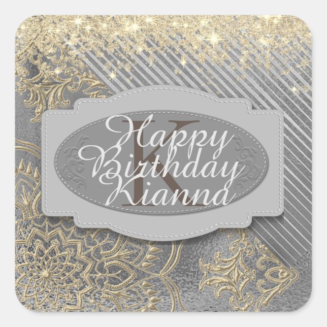 Adesivo Quadrado Glittery Chic Mandala Monographic (Frente)