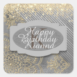 Adesivo Quadrado Glittery Chic Mandala Monographic