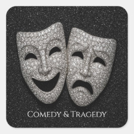 Adesivo Quadrado Glittery Comedy & Tragedy Drama Mask