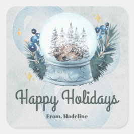 Adesivo Quadrado Globe da neve: aquarela Natal