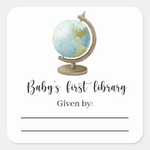 Adesivo Quadrado Globo - Livro de registro de Baby Shower, livros p
