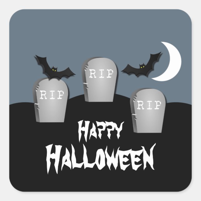 Adesivo Quadrado Gloomy Graveyard Halloween Stickers (Frente)