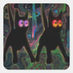 ADESIVO QUADRADO GLOW CATS STICKER