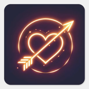 Adesivo Quadrado glowing image of a heart with cupid's arrow