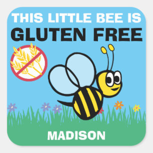 Adesivo Quadrado Gluten Free Bumblebee Celiac Stickers