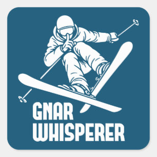 Adesivo Quadrado Gnar Whisperer Skiing