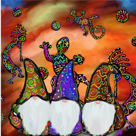 Adesivo Quadrado Gnome Kokopelli Art