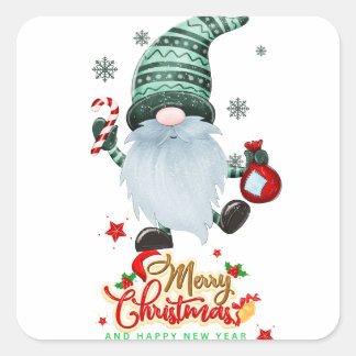 Adesivo Quadrado Gnome para o Natal