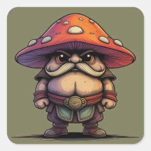 Adesivo Quadrado Gnome Warrior Mushroom