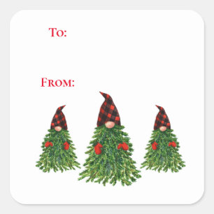 Adesivo Quadrado Gnomo Christmas Tree Buffalo Check To E From