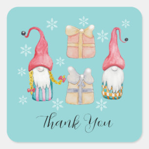Adesivo Quadrado Gnomo de presente para Natais vintages bonitos