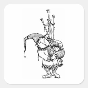 Adesivo Quadrado Gnomo e seus Bagpipes
