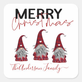 Adesivo Quadrado Gnomos da Família Feliz e Feliz Natal