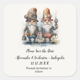 Adesivo Quadrado Gnomos da Festa Salvam a data