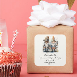 Adesivo Quadrado Gnomos da Festa Salve a data