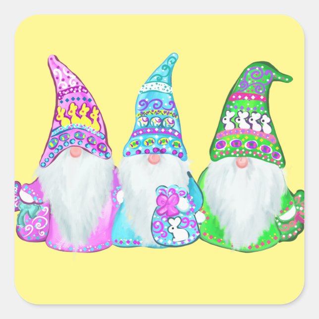 ADESIVO QUADRADO GNOMOS DA PÁSCOA (Frente)