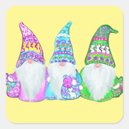 ADESIVO QUADRADO GNOMOS DA PÁSCOA