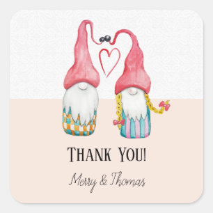 Adesivo Quadrado Gnomos De Natal Apaixonados Pintados À Mão