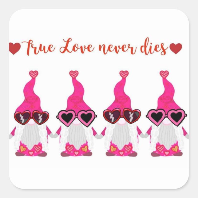 Adesivo Quadrado Gnomos dias de os namorados (Frente)