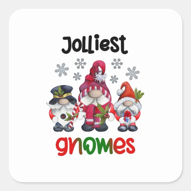 Adesivo Quadrado Gnomos Mais Jolliest, Natal Com Minha Camiseta Gno (Frente)