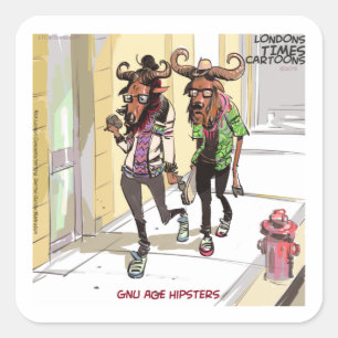 Adesivo Quadrado Gnu Idade Hipsters Rick Londres Engraçado