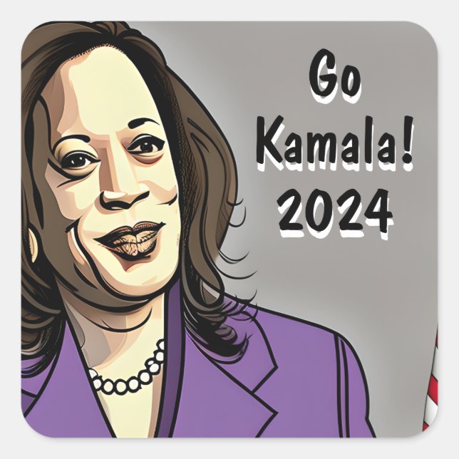 Adesivo Quadrado Go Kamala 2024 Eleição Presidencial Dos EUA (Frente)