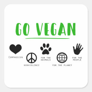 Adesivo Quadrado Go Vegan