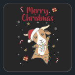 Adesivo Quadrado Goat Christmas Goats Winter Animals<br><div class="desc">The goat for Christmas with fairy lights. Funny animals with gifts and snow for the holidays. Also funny for Christmas in July. Goats are cute animals and perfect for Christmas.</div>