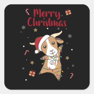 Adesivo Quadrado Goat Christmas Goats Winter Animals