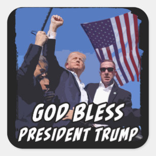 Adesivo Quadrado God bless President Trump USA Patriot Donald Trump