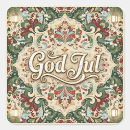 Adesivo Quadrado God Jul Norwegian Norway Christmas Stickers