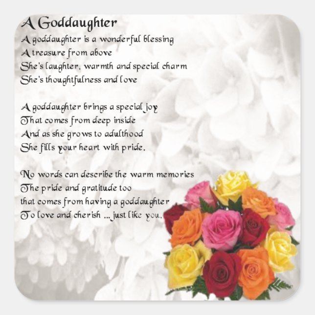 Adesivo Quadrado Godchild Poem - Design das flores (Frente)