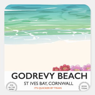 Adesivo Quadrado Godrevy Beach Rua Ives Bay, poster de viagens Corn