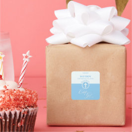 Adesivo Quadrado Godson Baptism Blue Child of Deus Personalizado