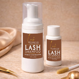 Adesivo Quadrado Gold & Brown Lash Tech Shampoo Sticker | Luxury 