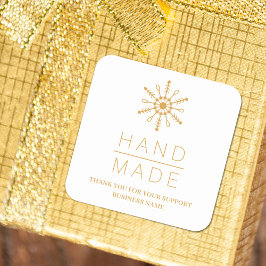 Adesivo Quadrado Gold Christmas Modern Snowflake for Business