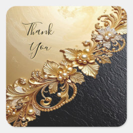 Adesivo Quadrado Gold Floral Embellishments Sticker