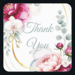 Adesivo Quadrado Gold Halo Garden Peonies & Orchids Floral Wedding<br><div class="desc">Matching items available.</div>