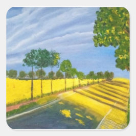 Adesivo Quadrado Golden Fields and Path