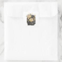 Adesivo Quadrado Golden Magical Floral Bouquet in Silver Frame