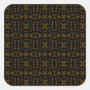 Adesivo Quadrado Golden Obsidian Tribal Ikat Pattern
