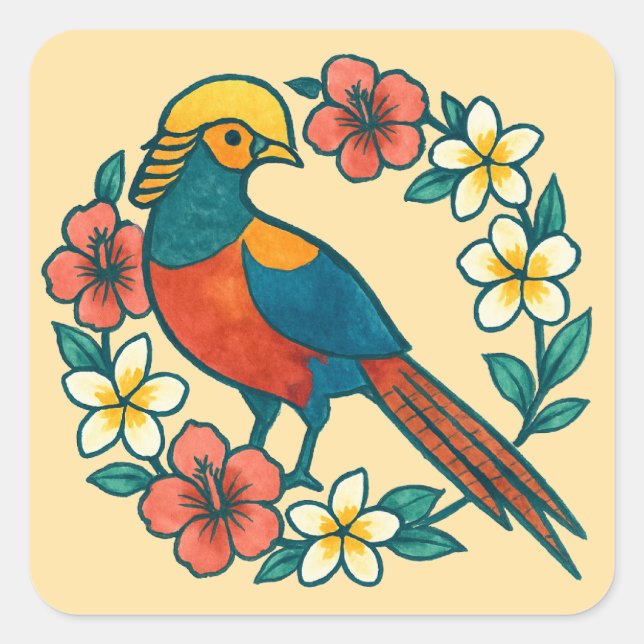 Adesivo Quadrado golden pheasant (Frente)