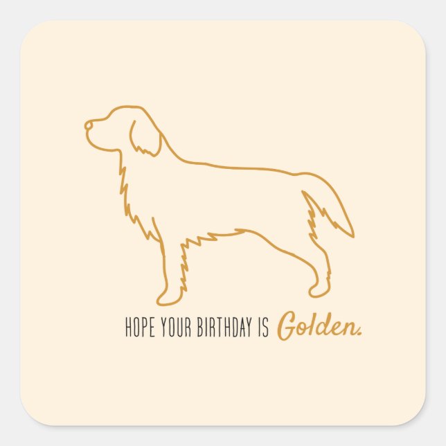 Adesivo Quadrado Golden Retriever Tissue Paper  (Frente)