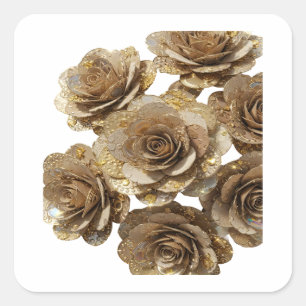 Adesivo Quadrado GOLDEN ROSES Dourado que Atrai Ol