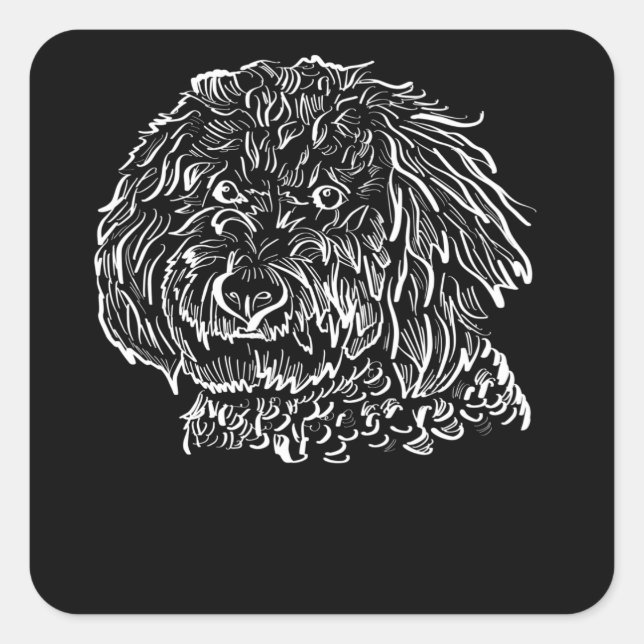 Adesivo Quadrado Goldendoodle Line Art Gift Idea (Frente)