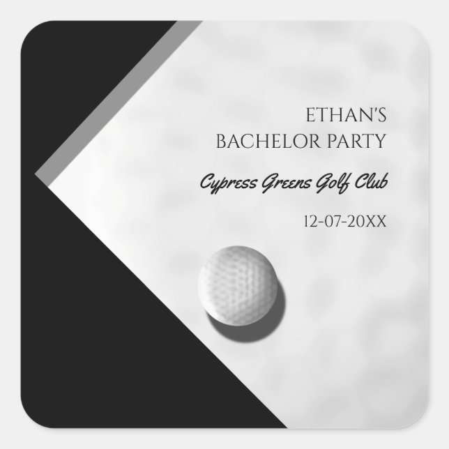 Adesivo Quadrado Golf Bachelor Party - Na moda Clássico de Golfe (Frente)