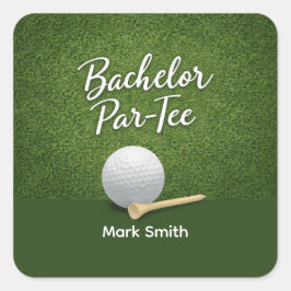 Adesivo Quadrado Golf Bachelor Party on Green 