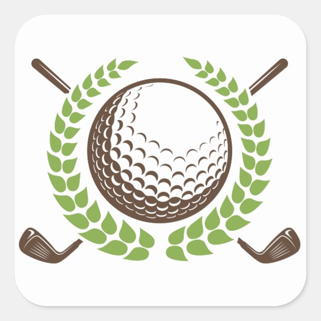 Adesivo Quadrado Golf Ball and Golf Clusters with Wreath Sticker (Frente)